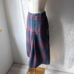 Vtg Wool Scotland Yard Long Skirt Plaid